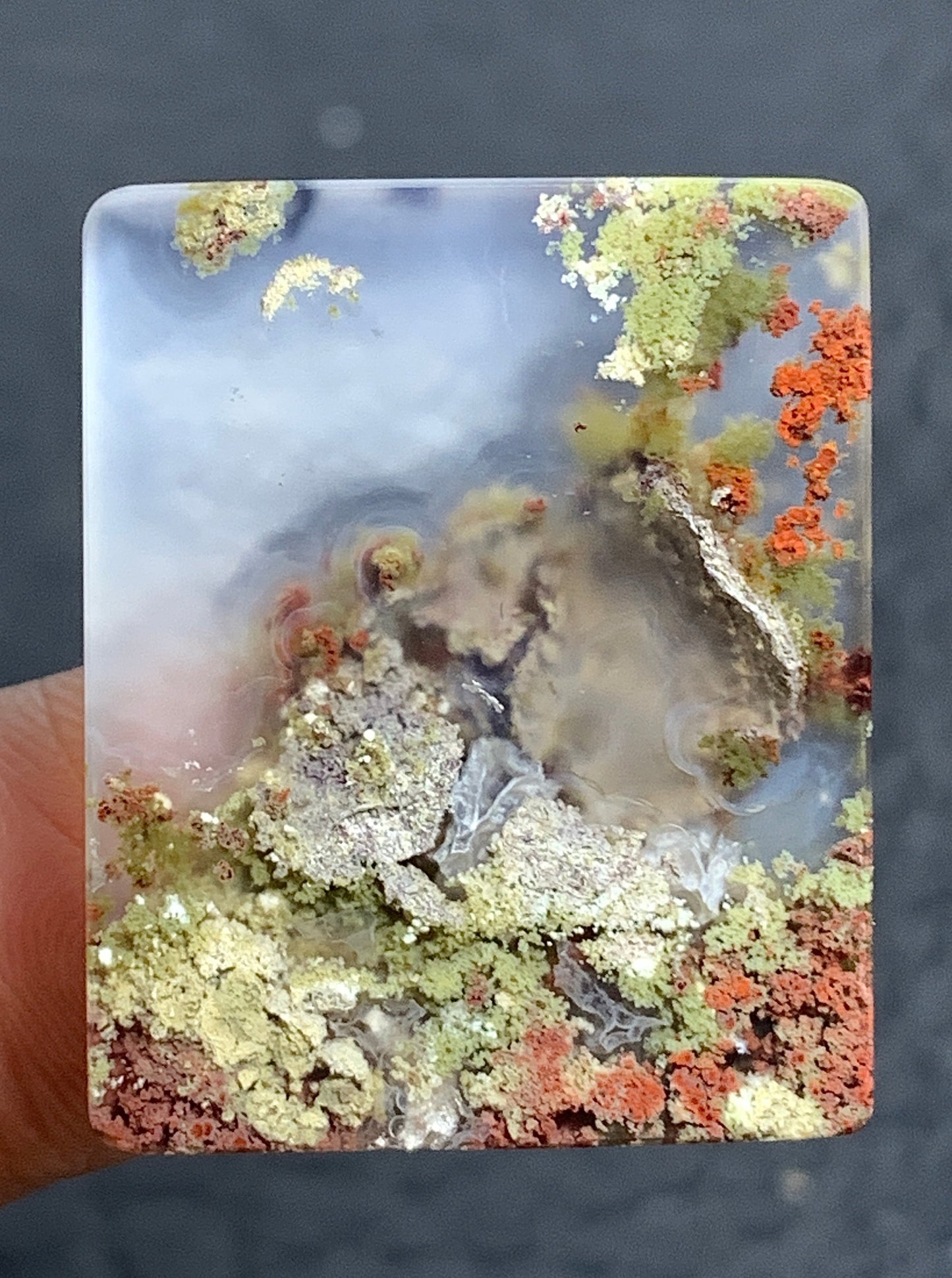 Scenic Moss Agate Rectangle Cabochon 28x23x5mm