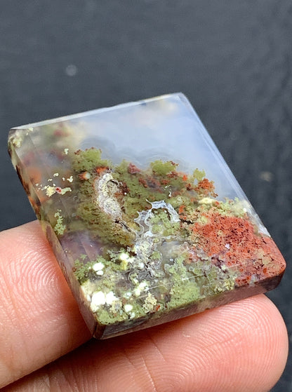 Scenic Moss Agate Rectangle Cabochon 28x23x5mm