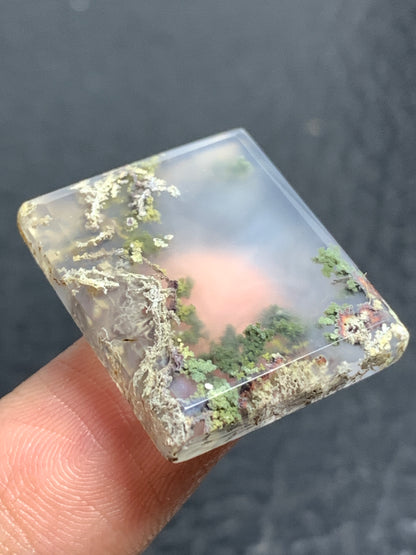 Scenic Moss Agate Rectangle Cabochon 23x19.5x4mm