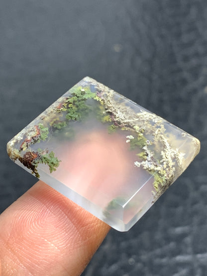 Scenic Moss Agate Rectangle Cabochon 23x19.5x4mm