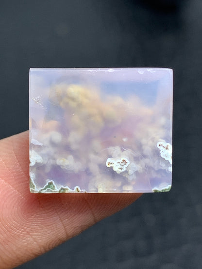 Tiny Scenic Moss Agate Rectangle Cabochon 16x14x4.5mm