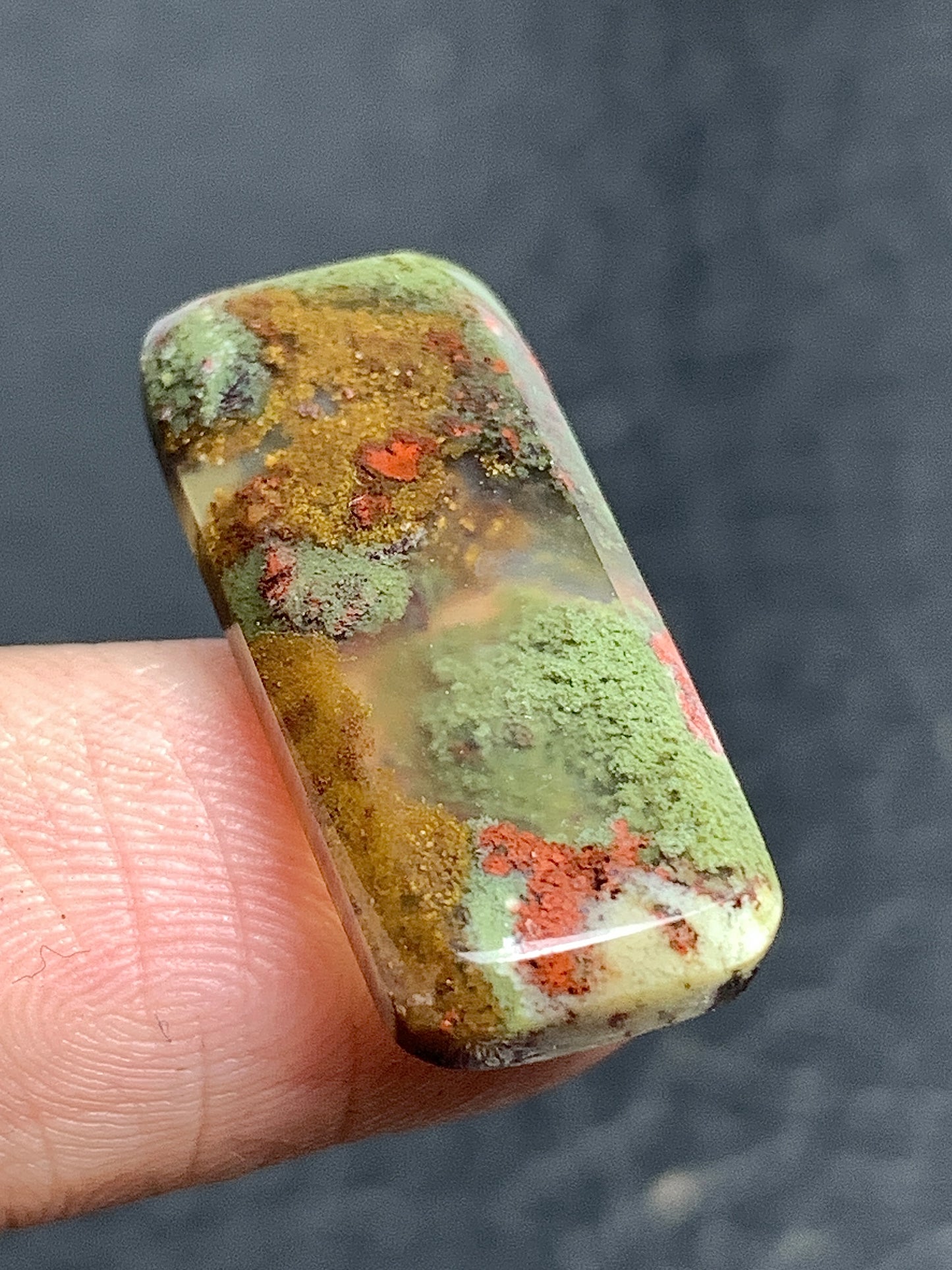 Scenic Moss Agate Rectangle Cabochon 24x10x3mm