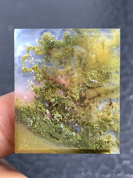 Scenic Moss Agate Rectangle Cabochon 30.5x26x4mm