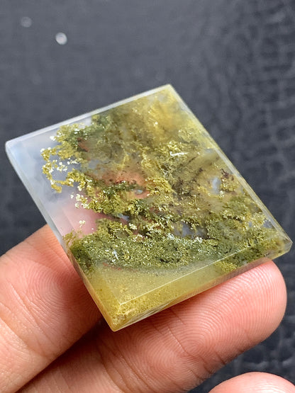 Scenic Moss Agate Rectangle Cabochon 30.5x26x4mm