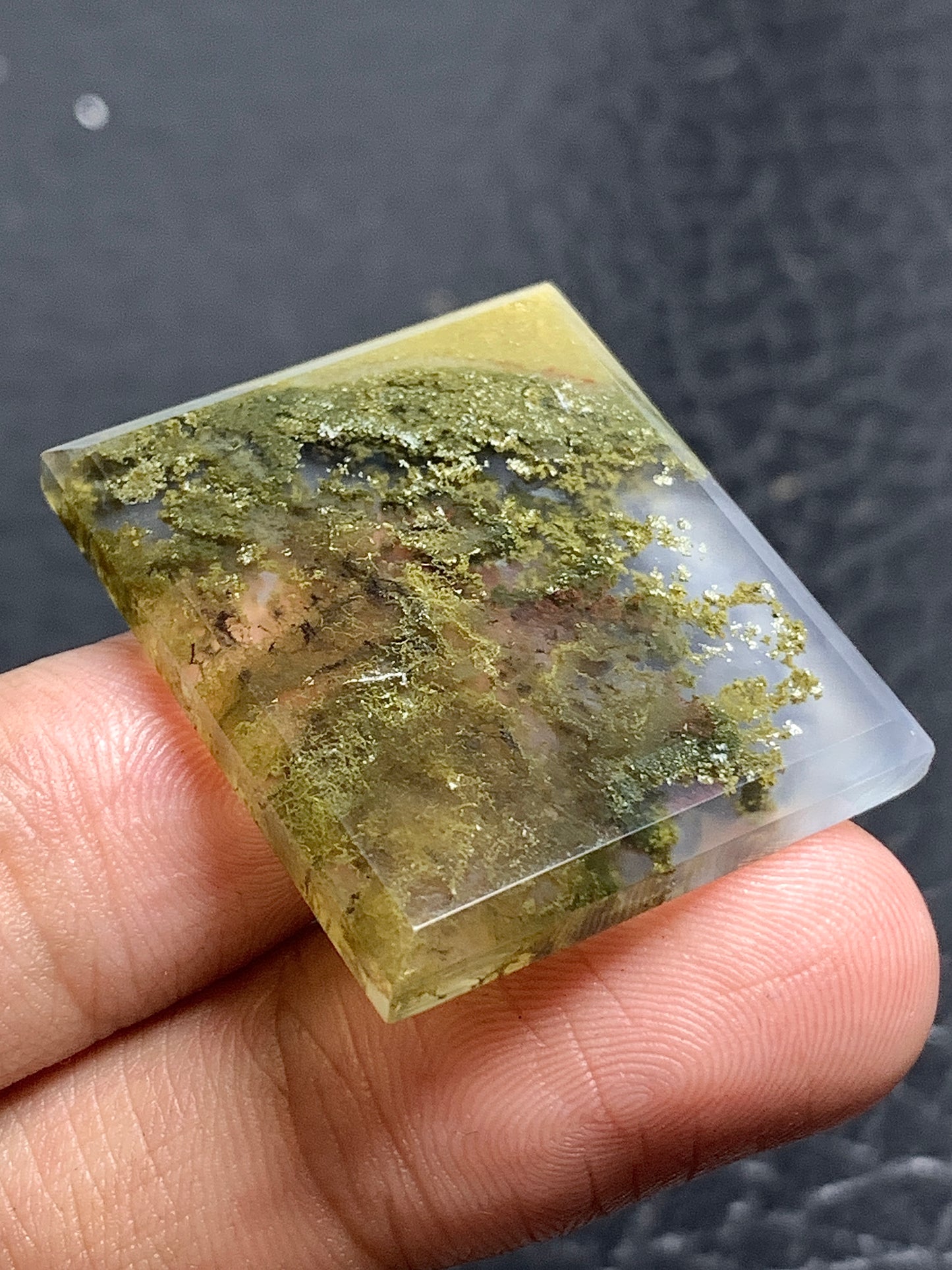 Scenic Moss Agate Rectangle Cabochon 30.5x26x4mm