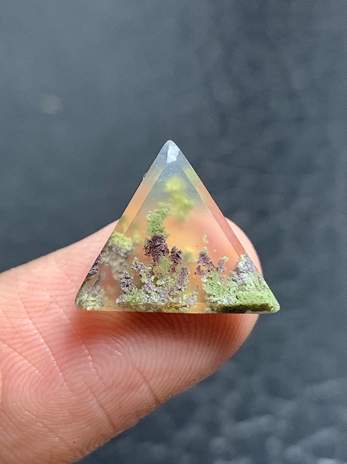 Scenic Moss Agate Triangle Cabochon 13x12.5x3mm