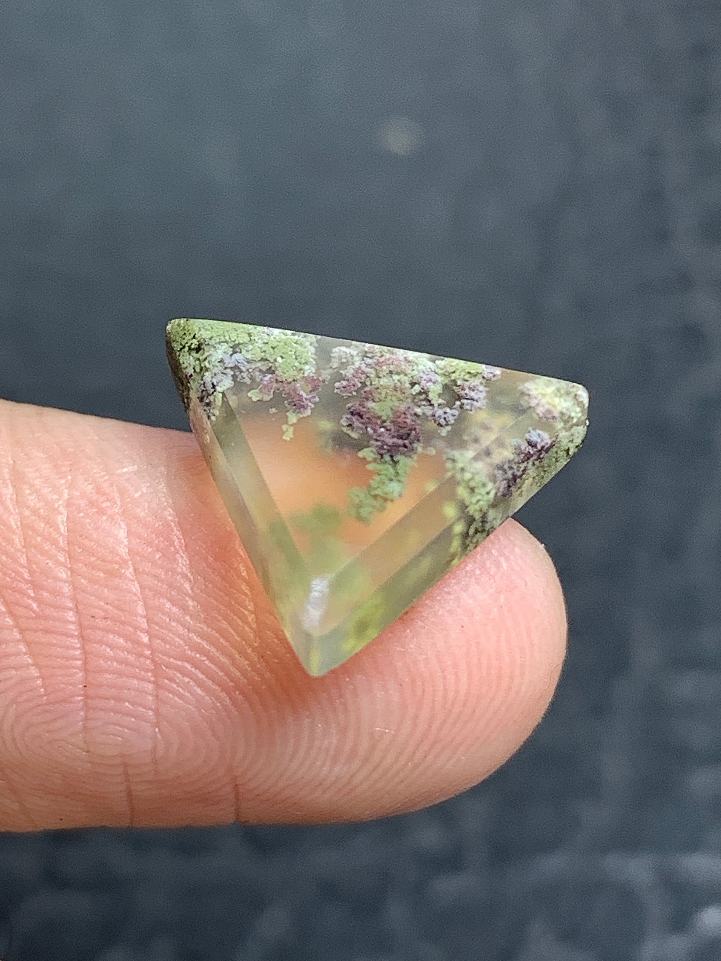 Scenic Moss Agate Triangle Cabochon 13x12.5x3mm