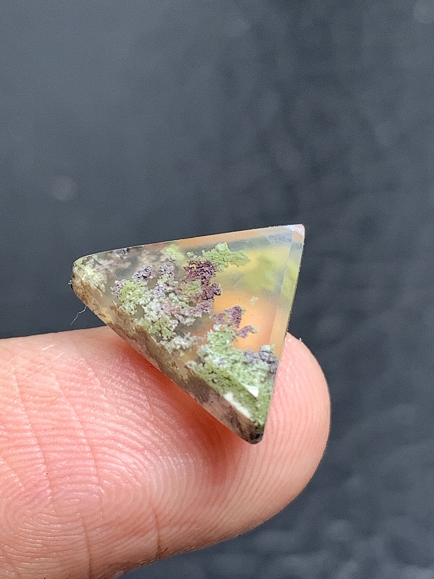 Scenic Moss Agate Triangle Cabochon 13x12.5x3mm