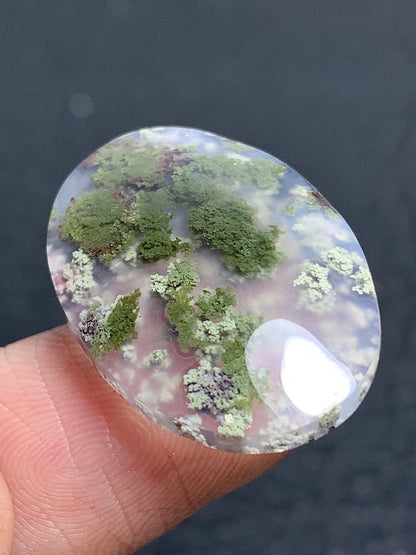 Scenic Moss Agate Oval Cabochon 25x17x4.2mm