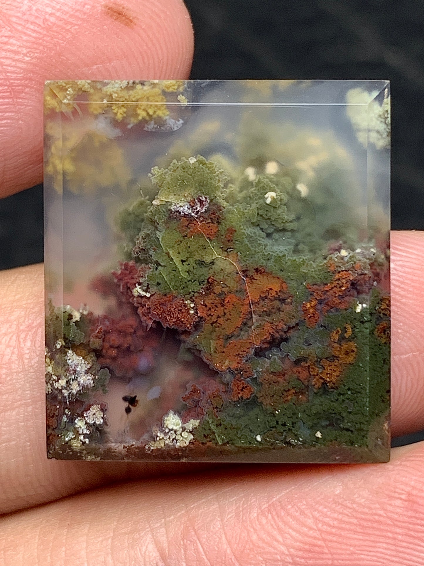 Scenic Moss Agate Rectangle Cabochon 22.8x20.4x4mm