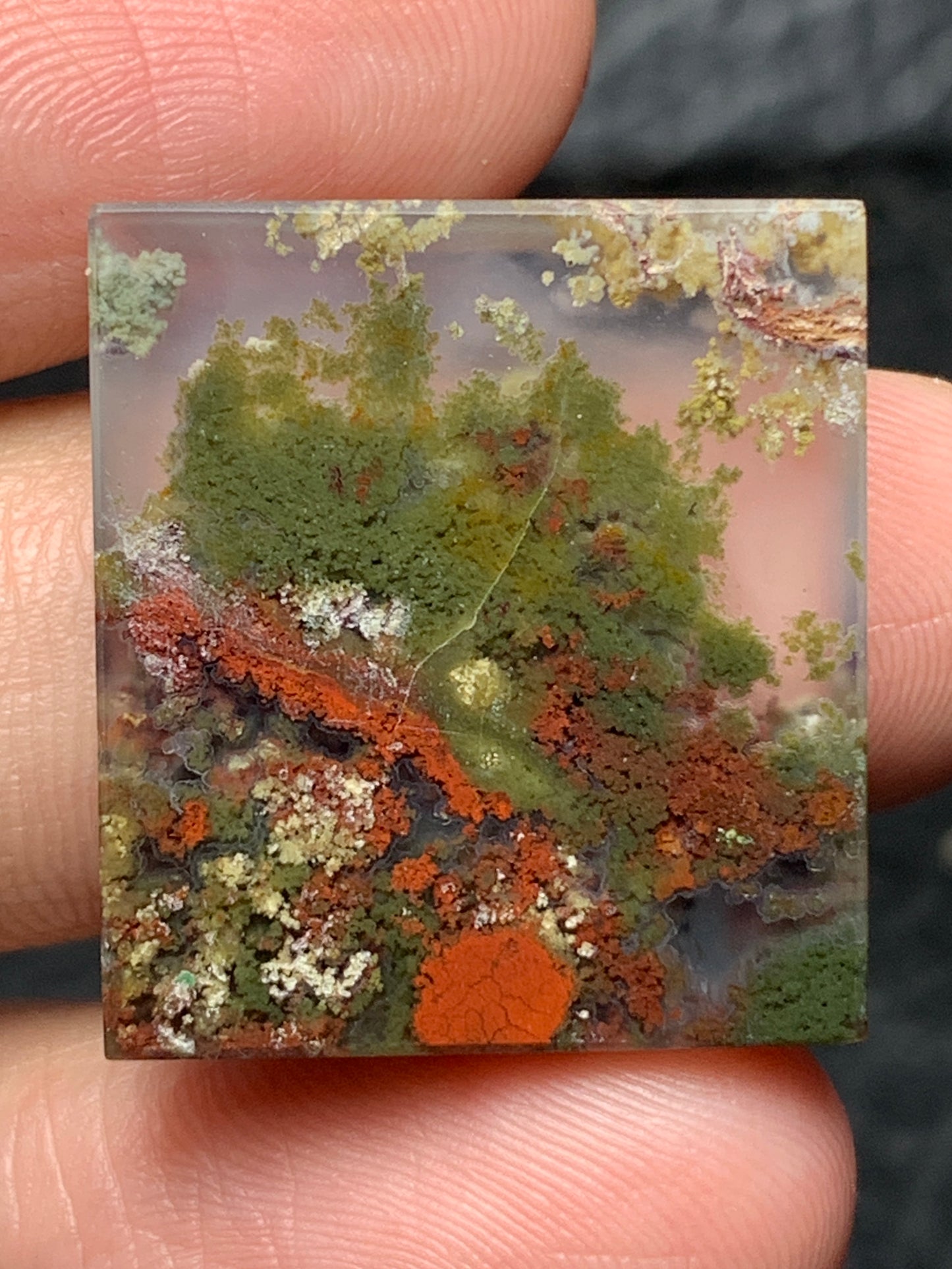 Scenic Moss Agate Rectangle Cabochon 22.8x20.4x4mm