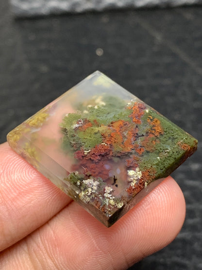 Scenic Moss Agate Rectangle Cabochon 22.8x20.4x4mm