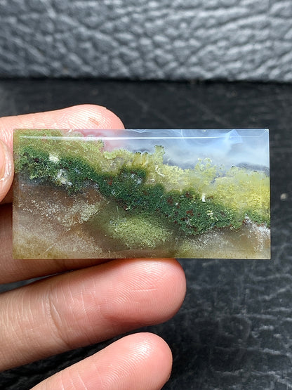 Scenic Moss Agate Rectangle Cabochon 44.5x22.5x4mm