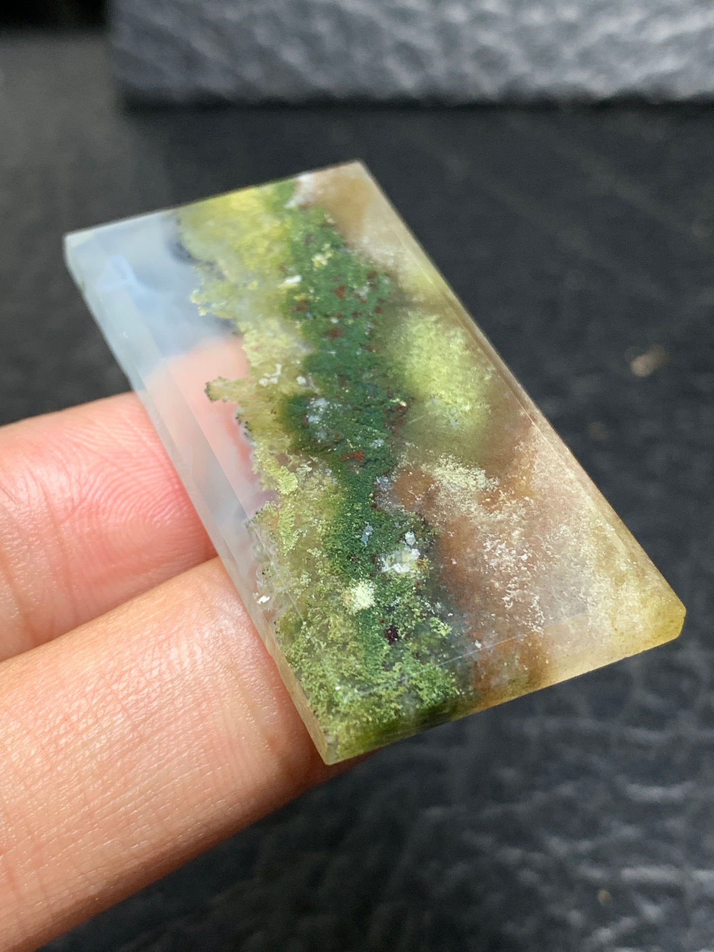 Scenic Moss Agate Rectangle Cabochon 44.5x22.5x4mm