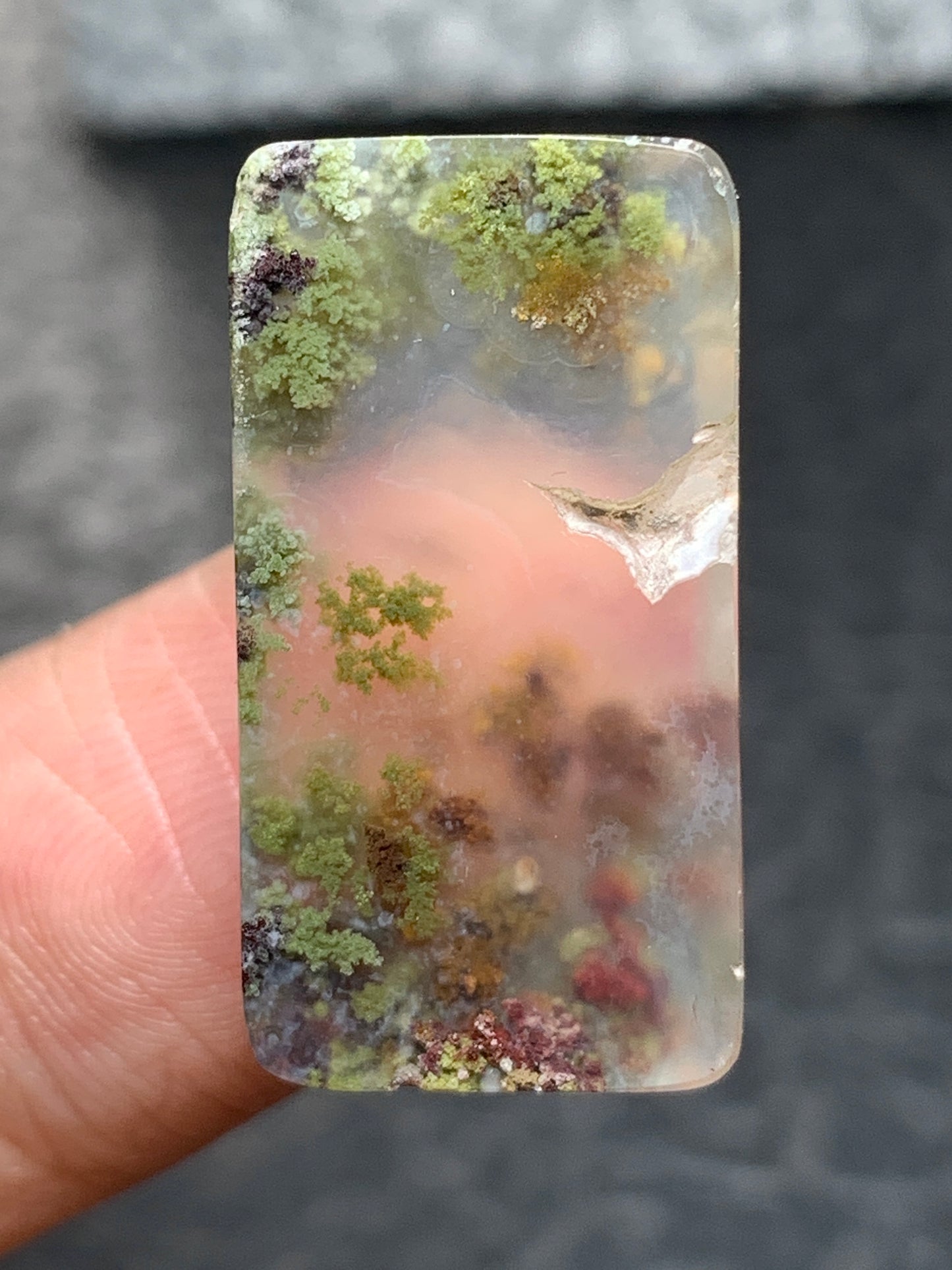 Scenic Moss Agate Rectangle Cabochon 24x13x4mm