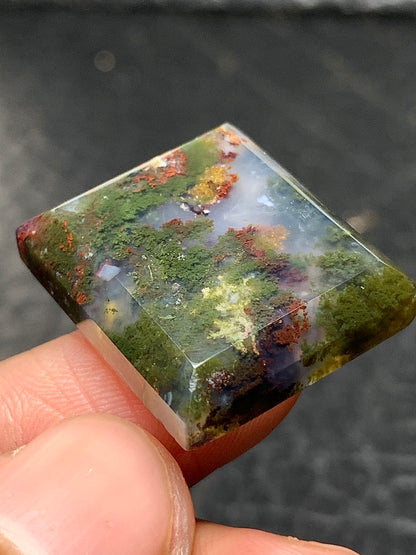 Scenic Moss Agate Square Cabochon 22x19.5x5.5mm