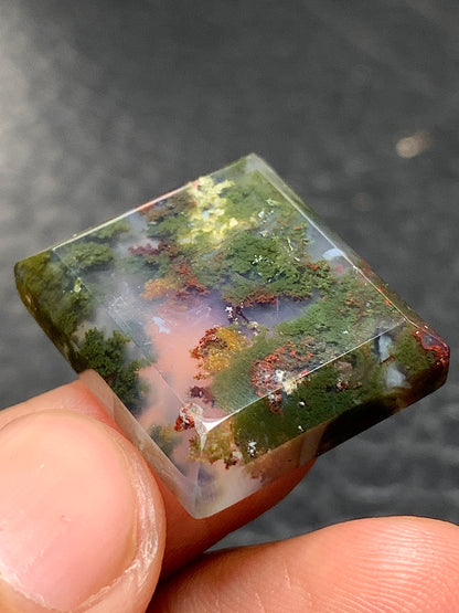 Scenic Moss Agate Square Cabochon 22x19.5x5.5mm