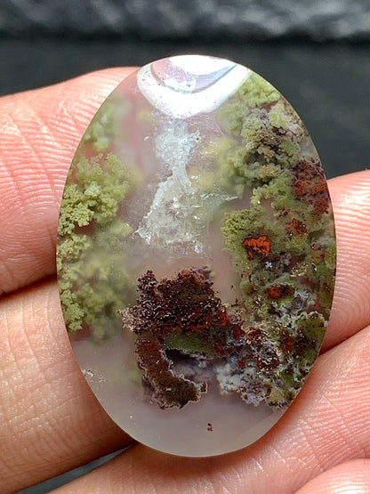 Scenic Moss Agate Oval Cabochon 29x20x6.5mm