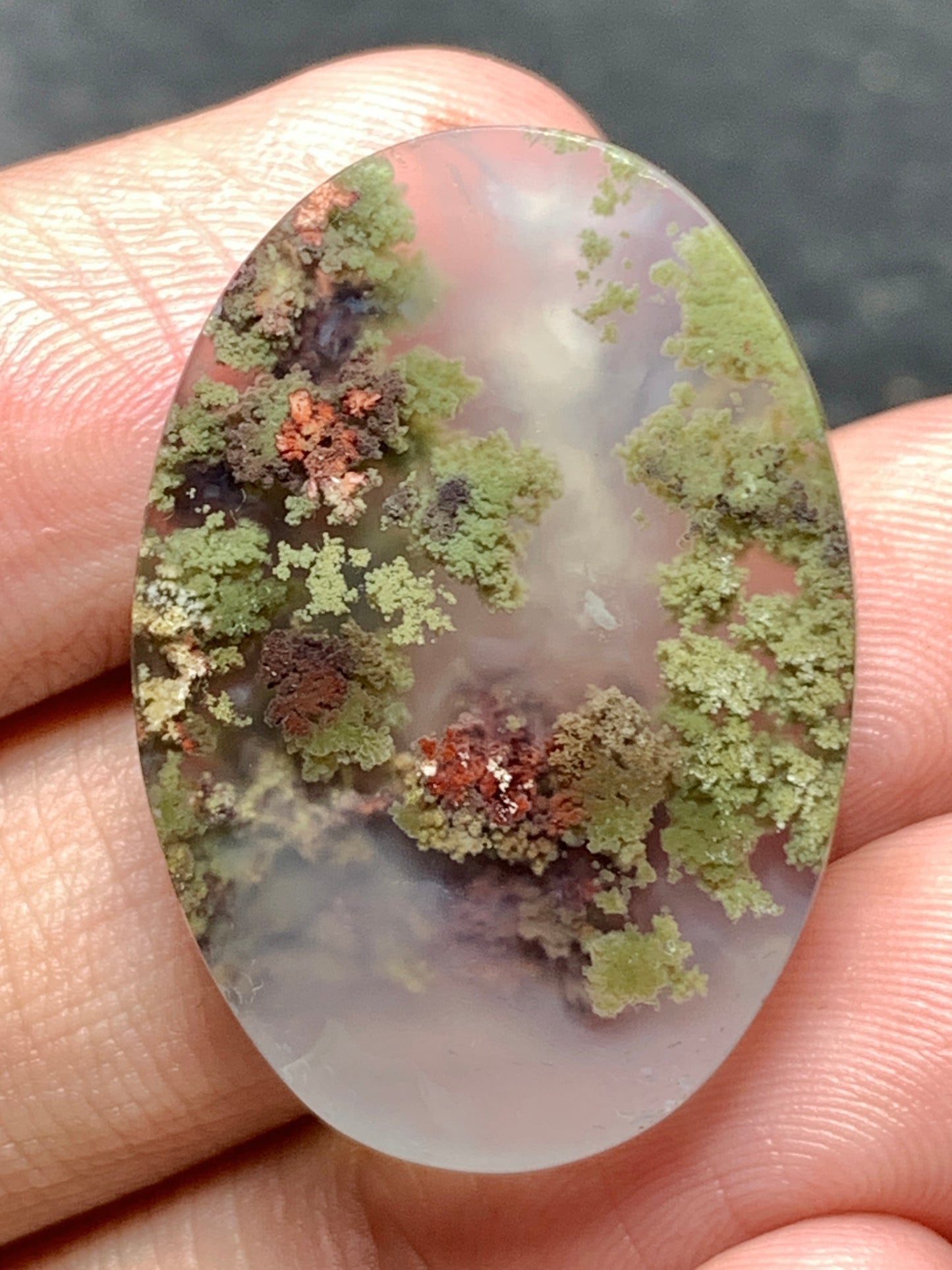 Scenic Moss Agate Oval Cabochon 29x20x6.5mm