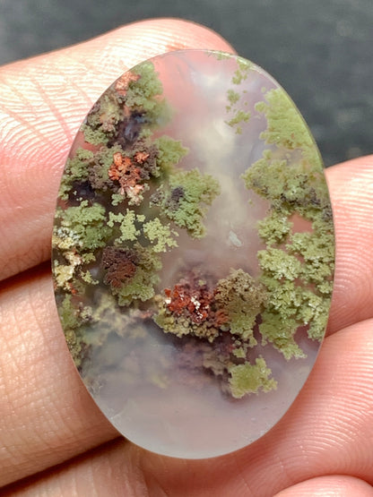 Scenic Moss Agate Oval Cabochon 29x20x6.5mm