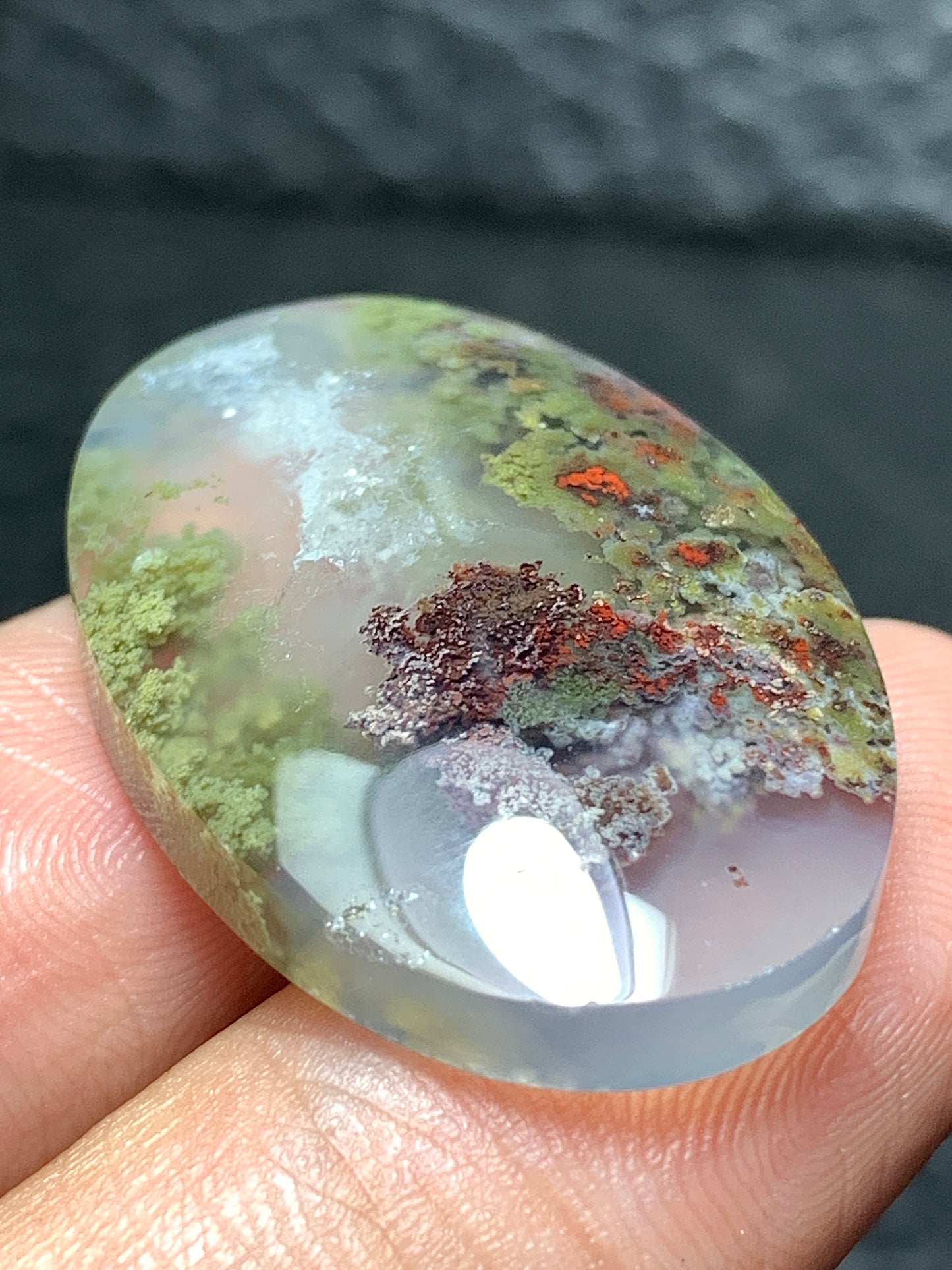 Scenic Moss Agate Oval Cabochon 29x20x6.5mm