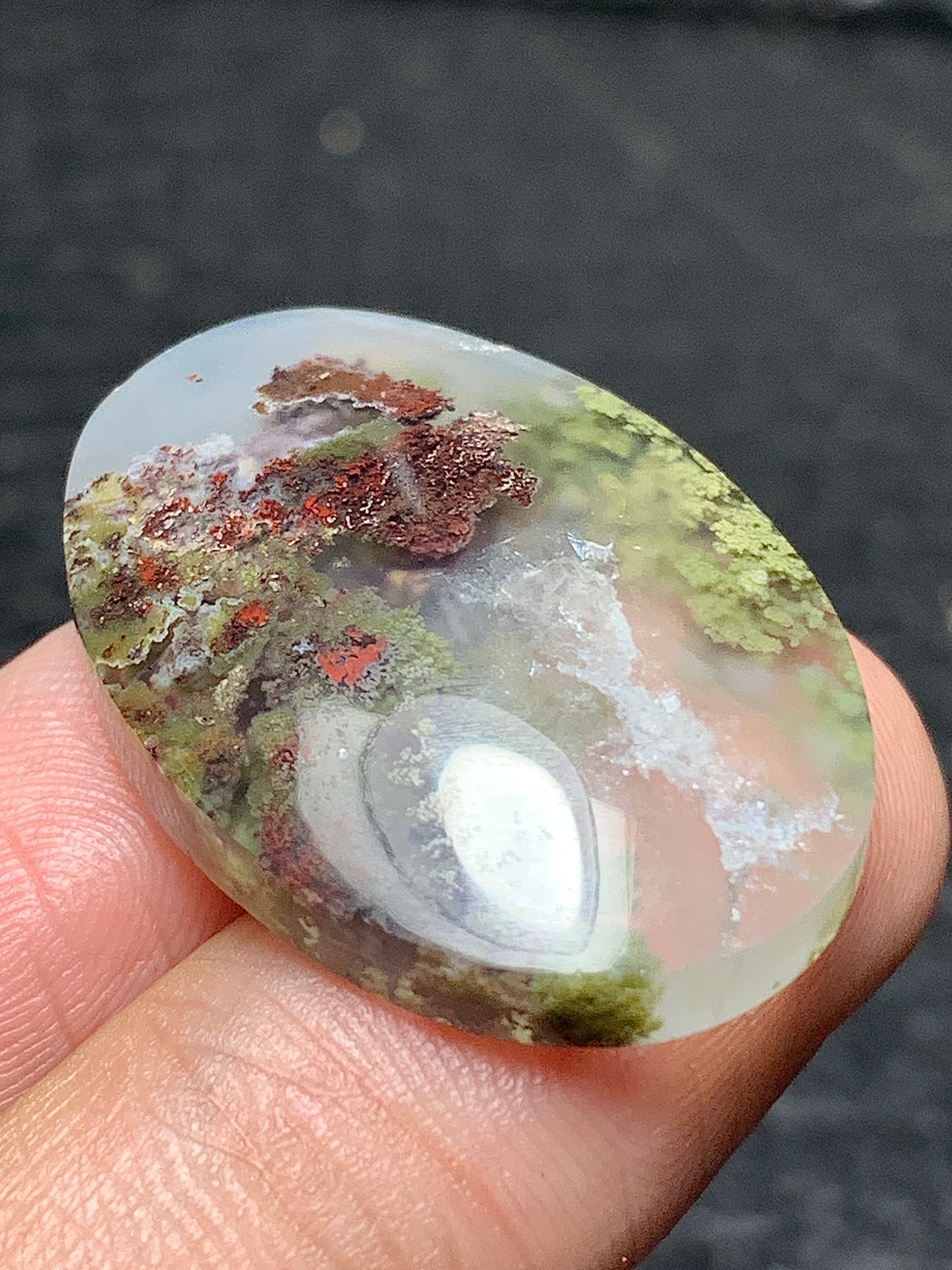 Scenic Moss Agate Oval Cabochon 29x20x6.5mm