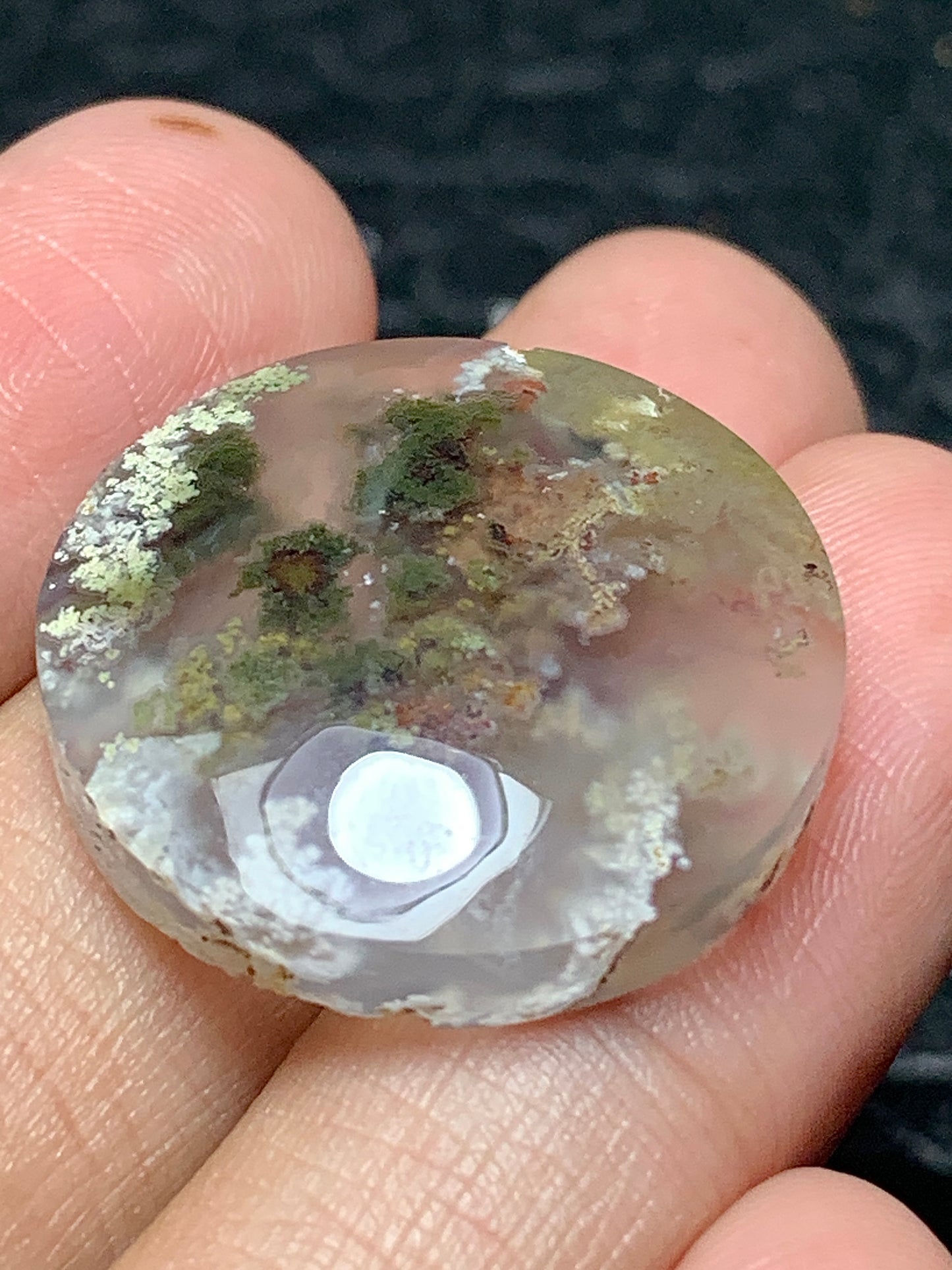 Scenic Moss Agate Round Cabochon 22.5x22.5x6.5mm