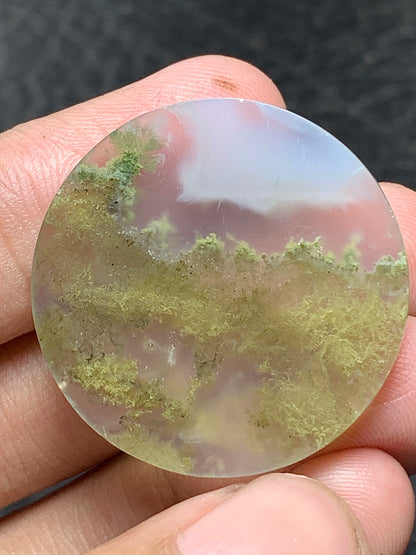 Scenic Moss Agate Round Cabochon 29x29x7mm