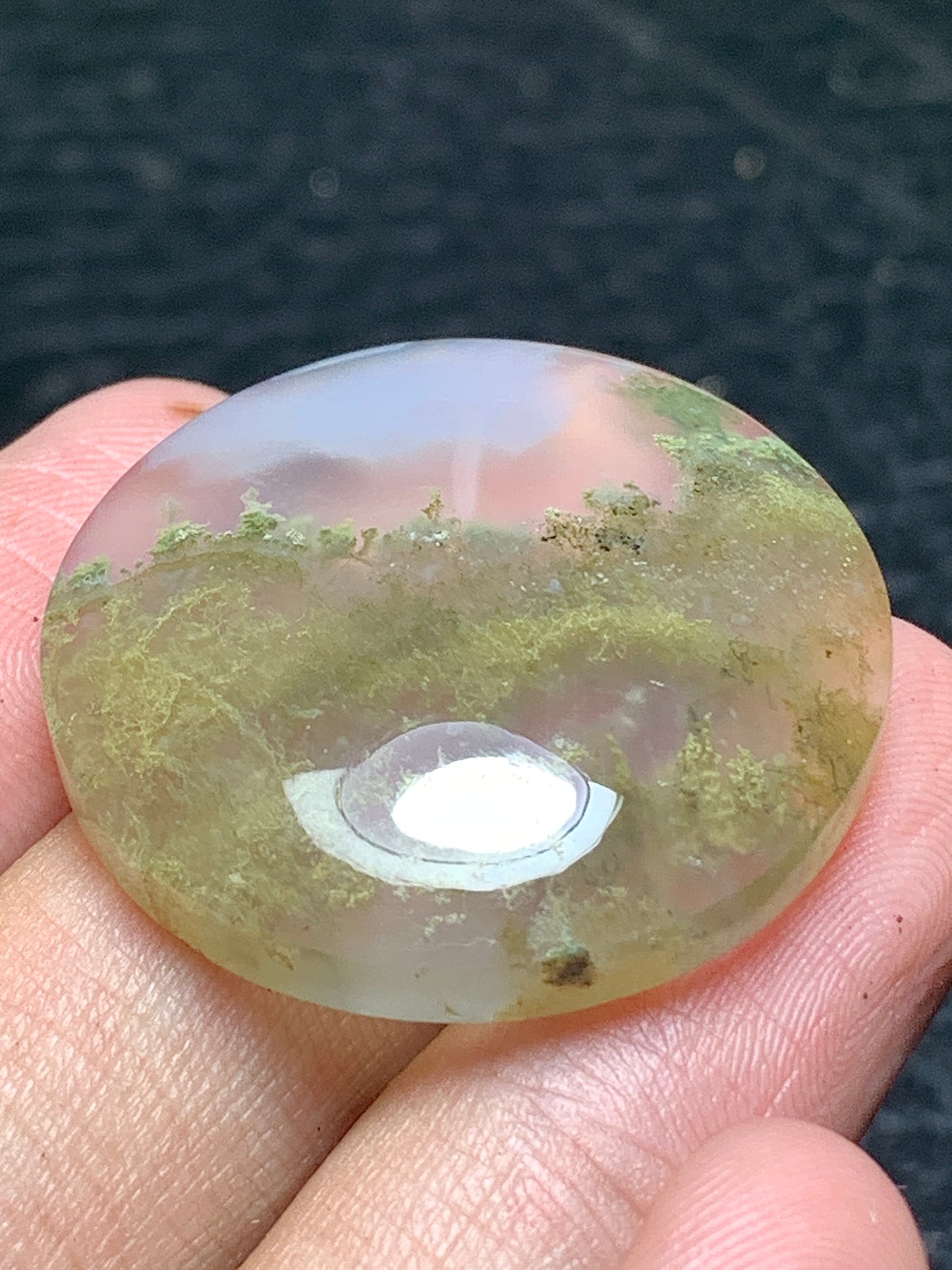 Scenic Moss Agate Round Cabochon 29x29x7mm