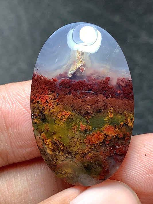 Scenic Moss Agate Oval Cabochon 29x18x6mm