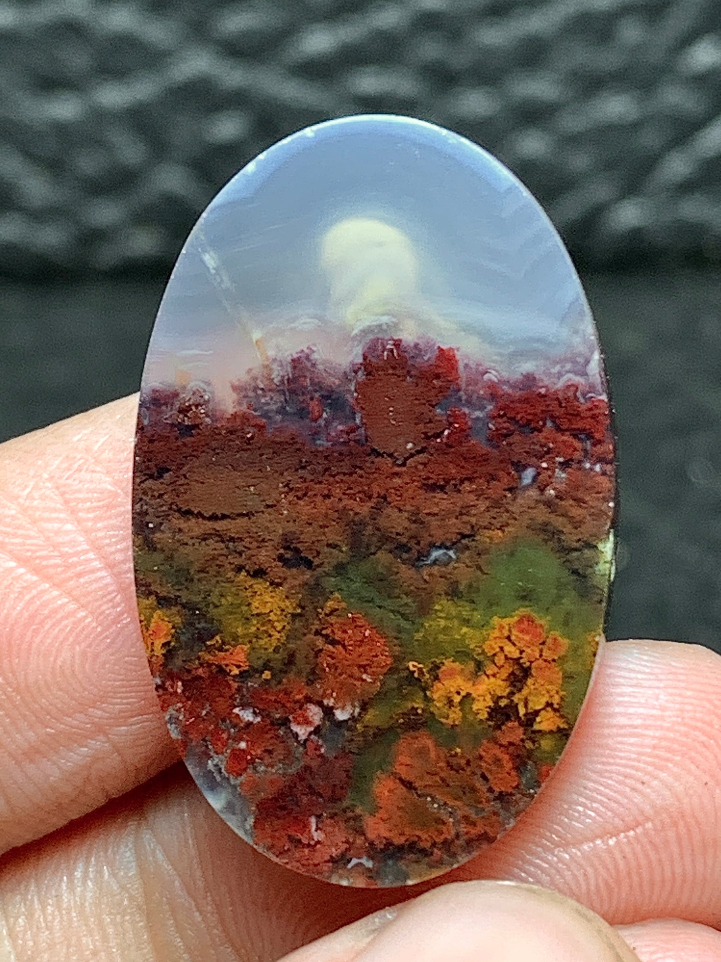 Scenic Moss Agate Oval Cabochon 29x18x6mm