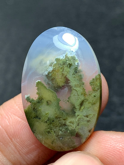 Scenic Moss Agate Oval Cabochon 24x16x5.5mm