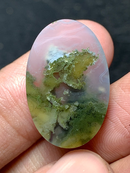 Scenic Moss Agate Oval Cabochon 24x16x5.5mm