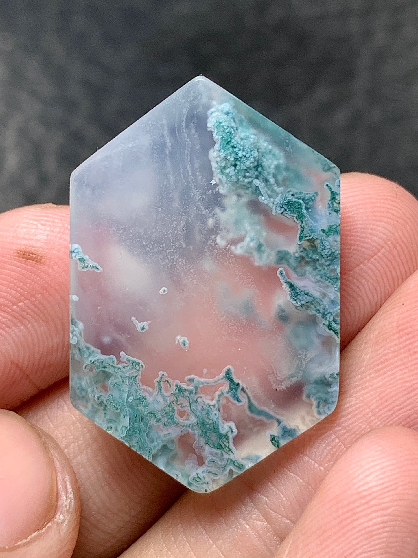 Scenic Moss Agate Hexagon Cabochon 30x19x5mm