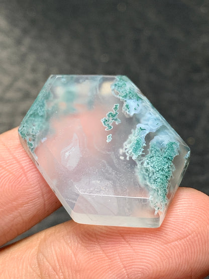 Scenic Moss Agate Hexagon Cabochon 30x19x5mm