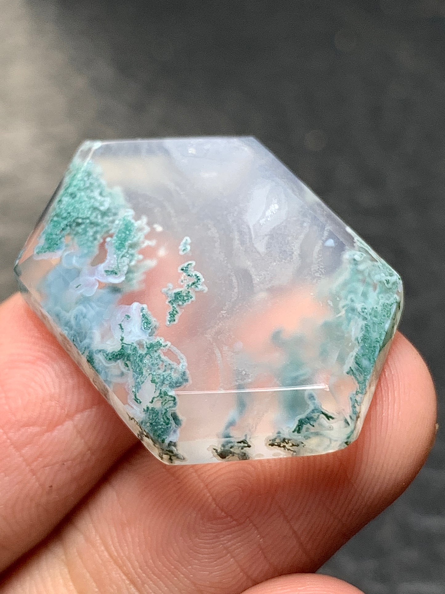 Scenic Moss Agate Hexagon Cabochon 30x19x5mm