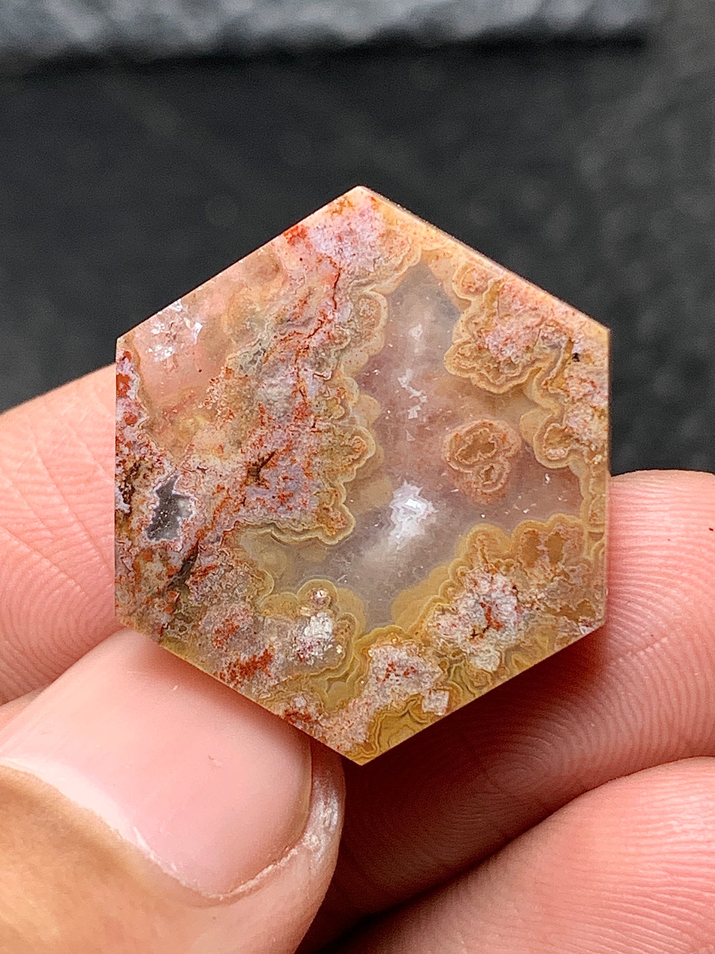 Unique Moss Agate Hexagon Cabochon 22.5x19.5x4.5mm