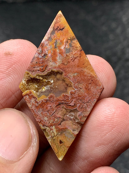 Unique Moss Agate Rhombus Cabochon 34x20x4mm