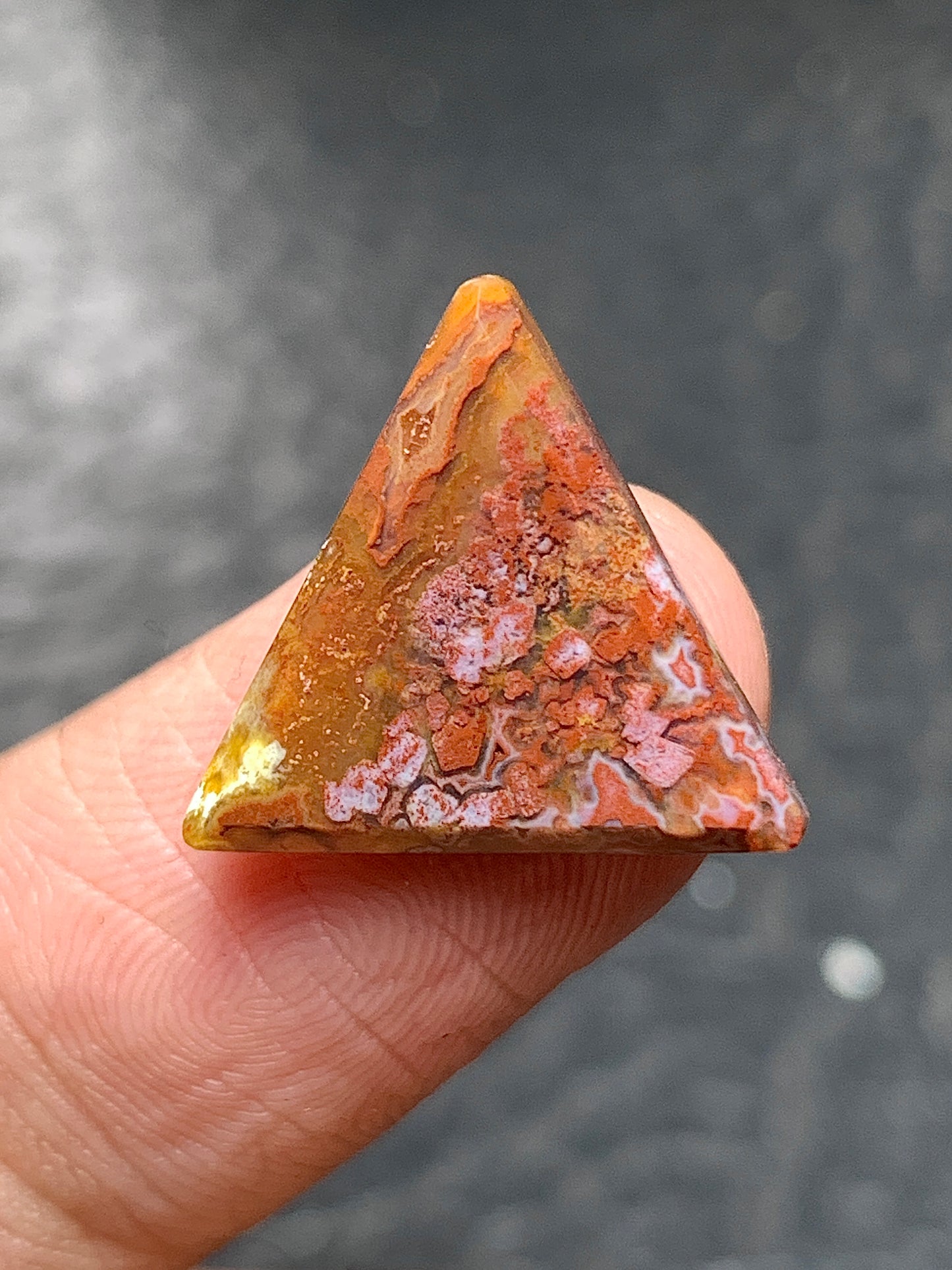 Unique Moss Agate Triangle Cabochon 16x14.5x3.3mm