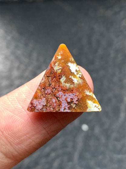 Unique Moss Agate Triangle Cabochon 16x14.5x3.3mm