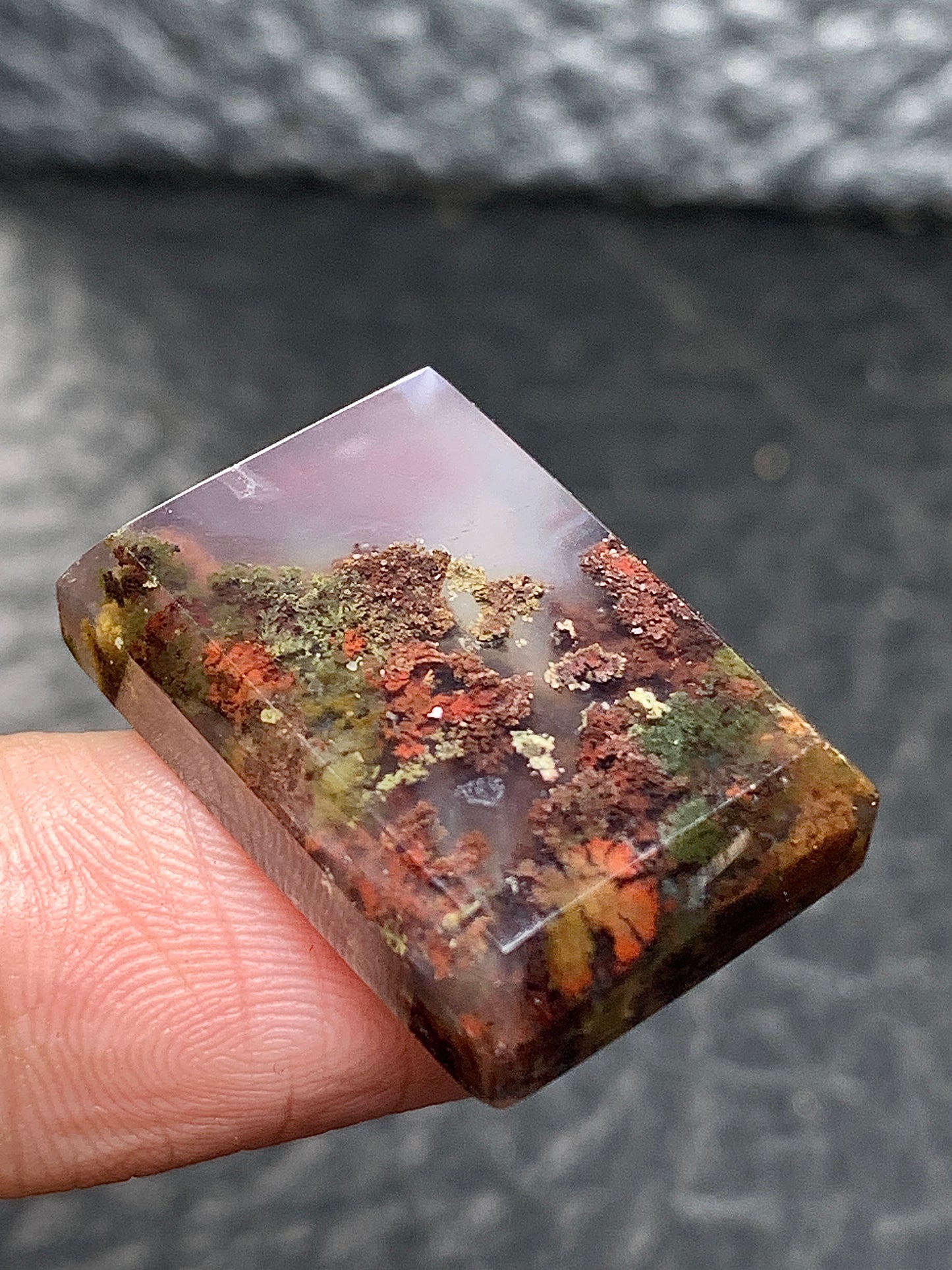 Scenic Moss Agate Rectangle Cabochon 23x15.5x6mm