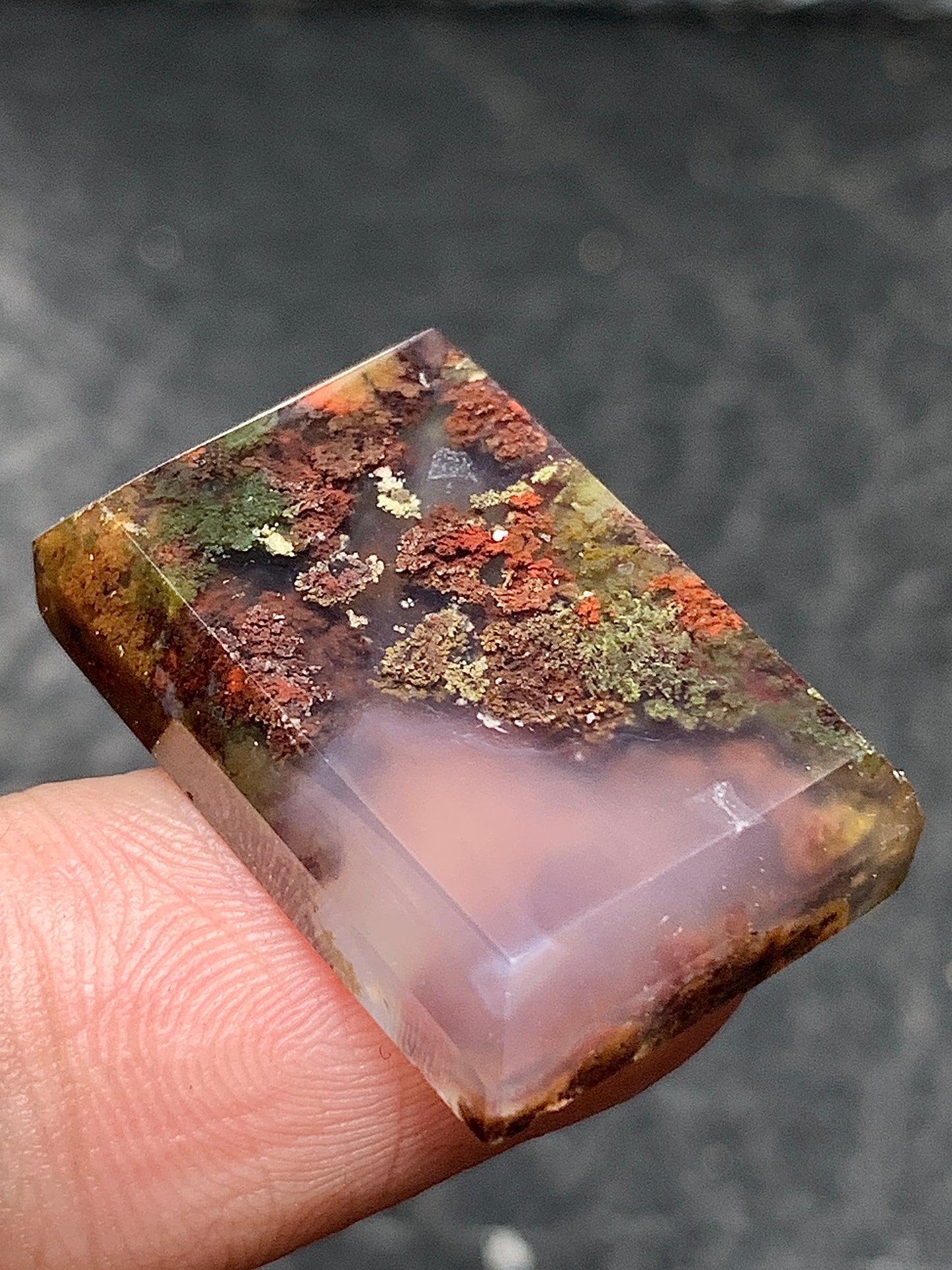 Scenic Moss Agate Rectangle Cabochon 23x15.5x6mm