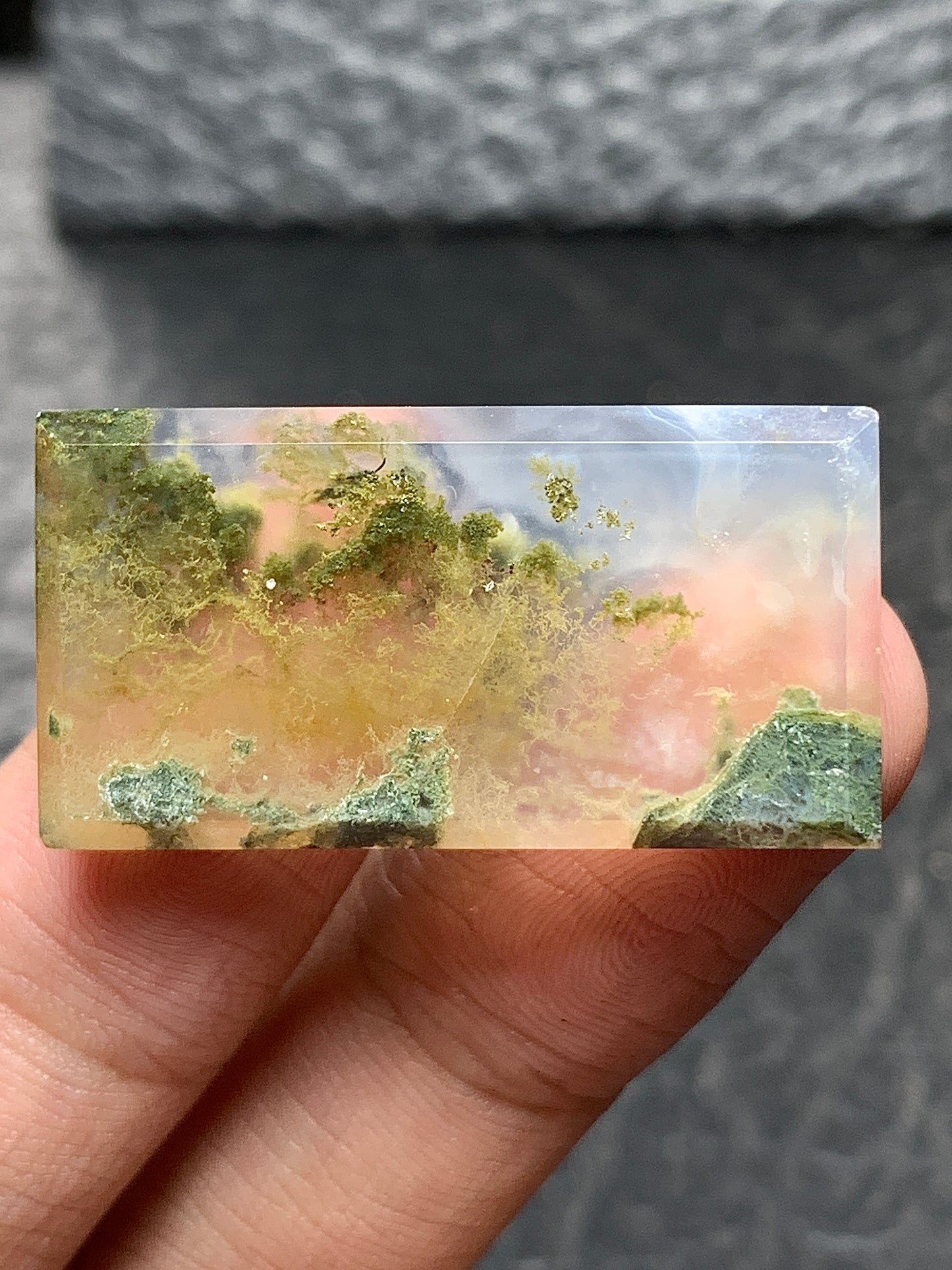 Scenic Moss Agate Rectangle Cabochon 33x17x4.5mm