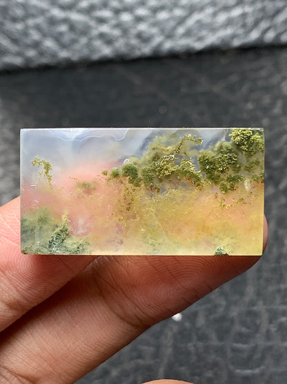 Scenic Moss Agate Rectangle Cabochon 33x17x4.5mm