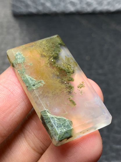 Scenic Moss Agate Rectangle Cabochon 33x17x4.5mm