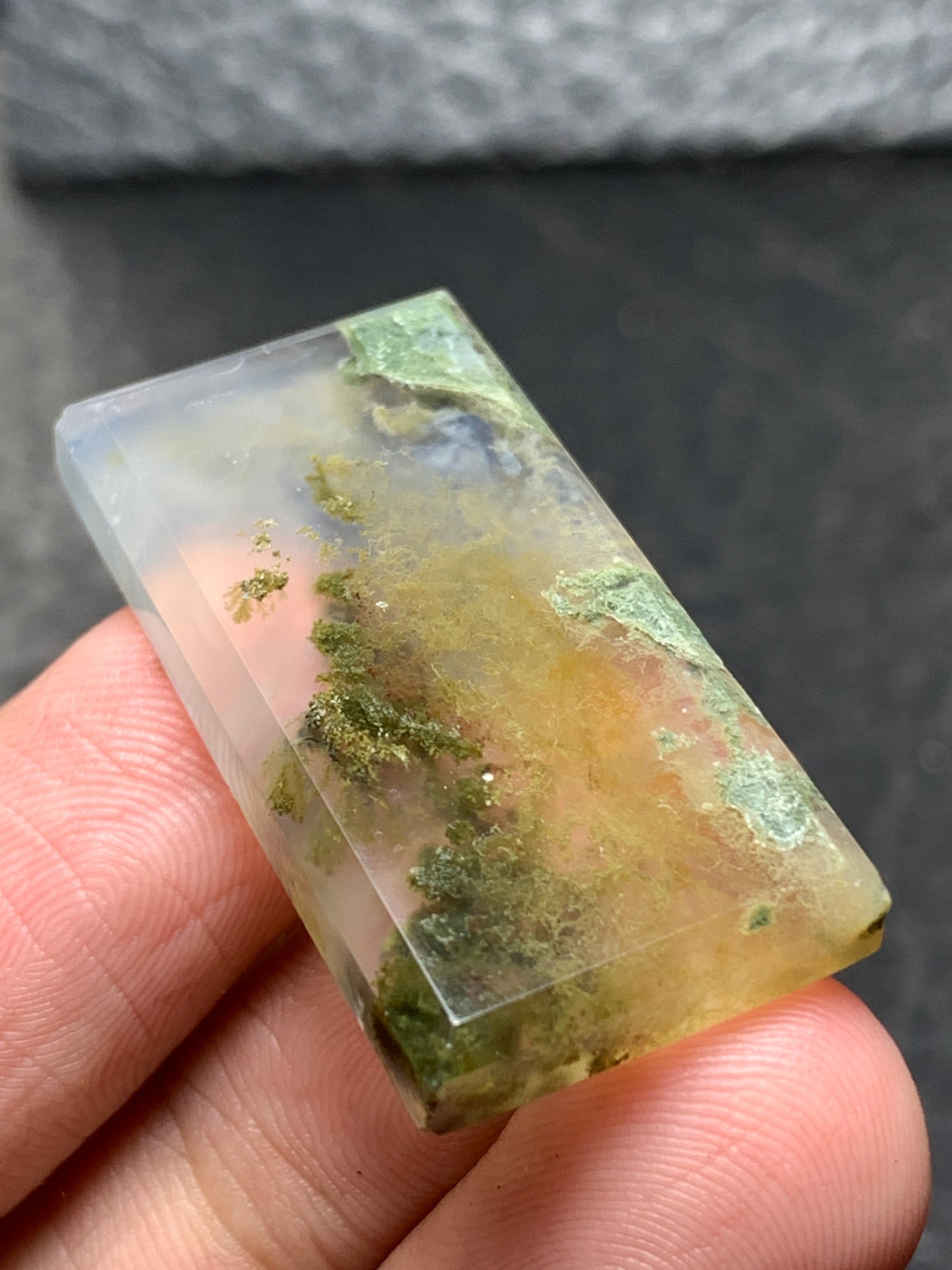 Scenic Moss Agate Rectangle Cabochon 33x17x4.5mm