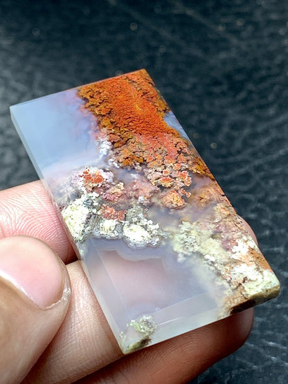 Scenic Moss Agate Rectangle Cabochon 48x23x5mm