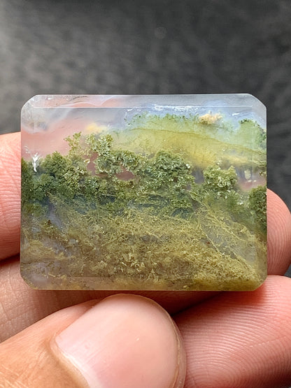 Scenic Moss Agate Rectangle Cabochon 26x21x4mm