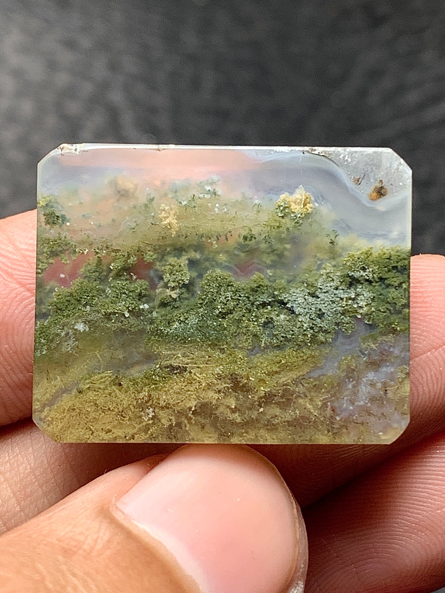 Scenic Moss Agate Rectangle Cabochon 26x21x4mm