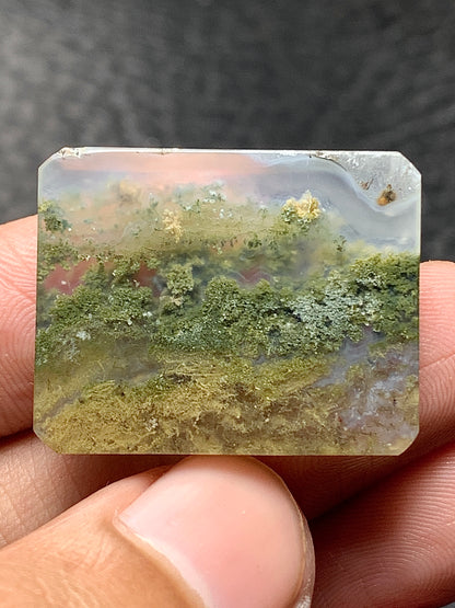 Scenic Moss Agate Rectangle Cabochon 26x21x4mm